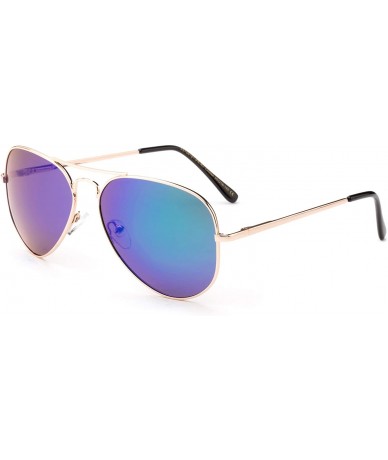 Aviator Polarized Aviator Sunglasses Mirrored Lens Classic Aviator Polarized Sunglasses Small - CX18I63ZCRE $20.44