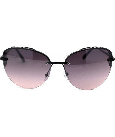 Rimless Womens Rhinestone Edge Jewel Rimless Cat Eye Sunglasses - Black Burgundy Smoke - CG18XSO92ML $13.56