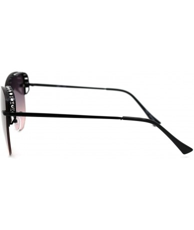 Rimless Womens Rhinestone Edge Jewel Rimless Cat Eye Sunglasses - Black Burgundy Smoke - CG18XSO92ML $13.56