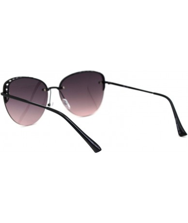 Rimless Womens Rhinestone Edge Jewel Rimless Cat Eye Sunglasses - Black Burgundy Smoke - CG18XSO92ML $13.56