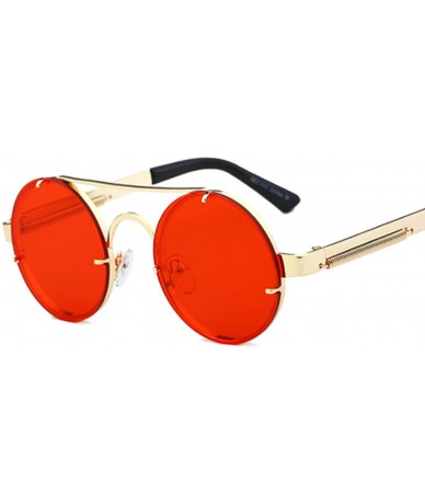 Goggle Retro SteamPunk Sunglasses Men Red Round Sun Glasses Women Vintage Metal Sunglass UV400 Shades 1156R - CX197Y76CIL $29.20