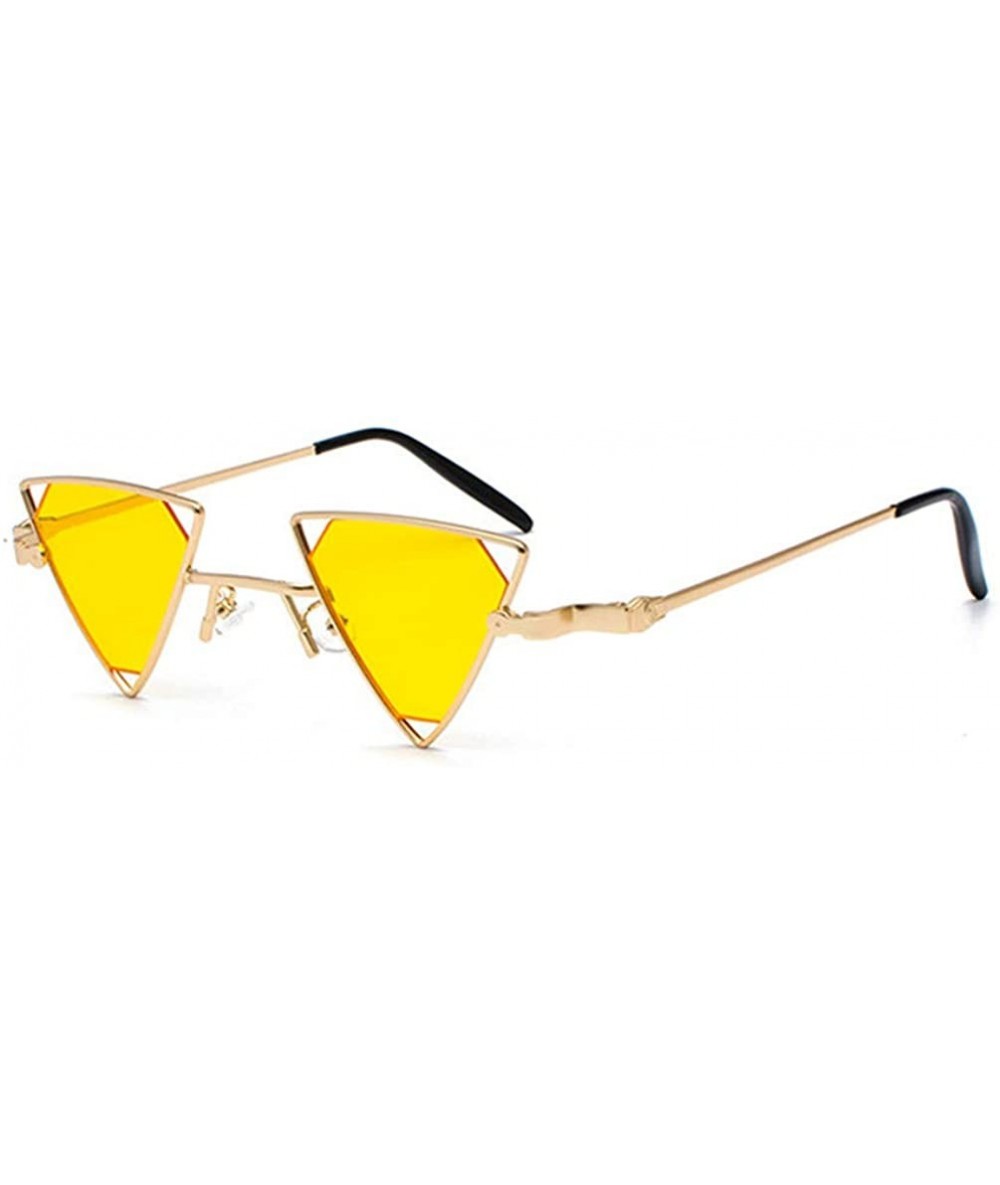 Rectangular Vintage Punk Triangle Sunglasses Women Men Metal Frame Black Red Yellow Pink Sun Glasses Retro Shades - CA18Y6HDX...