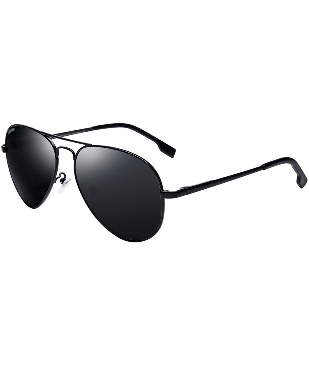 Sport Aviator Sunglasses Polarized Driving Protection - Black Frame/Grey Lens - CB18EKC520X $19.12