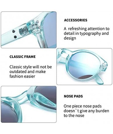 Round Multi-typle Fashion Sunglasses for Women Plastic Frame Mirrored Lens - Retro Vintage Cateye - Q Blue - CF18H0A6X4O $11.32