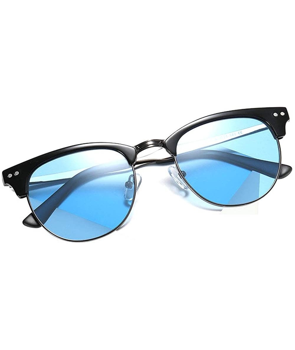 Square 2020 new sunglasses ladies retro fashion men's outdoor cycling marine polarized sunglasses - Blue - C31943KYHG9 $16.23