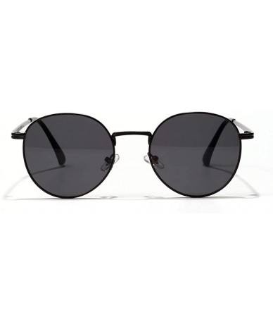 Round Women Retro Sunglasses Metal Men Summer Round Sun Glasses Male Birthday Gifts Uv400 - Full Black - C6199LGMK5D $10.63