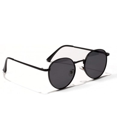 Round Women Retro Sunglasses Metal Men Summer Round Sun Glasses Male Birthday Gifts Uv400 - Full Black - C6199LGMK5D $10.63