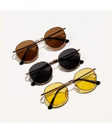 Round Women Retro Sunglasses Metal Men Summer Round Sun Glasses Male Birthday Gifts Uv400 - Full Black - C6199LGMK5D $10.63