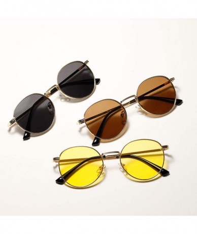 Round Women Retro Sunglasses Metal Men Summer Round Sun Glasses Male Birthday Gifts Uv400 - Full Black - C6199LGMK5D $10.63