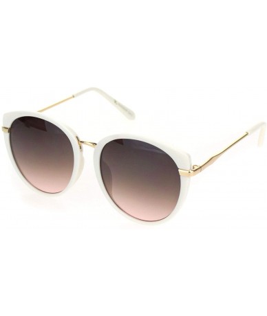 Butterfly Womens Chic Round Cat Eye Designer Fashion Butterfly Sunglasses - White Gradient Brown Pink - C218OQWWQ8M $14.50