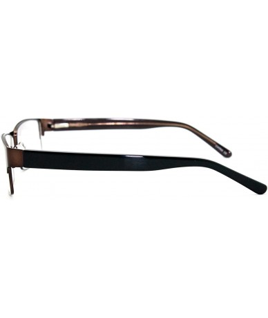 Square Slim Metal Frame Durable Prescription Only Glasses with Spring Hinge - Brown - C711PA0TXJF $17.45