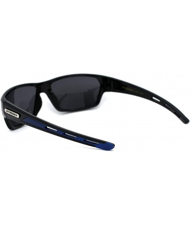 Sport Polarized 90s Sport Warp Rectangle Light Weight Plastic Sunglasses - Black Blue Black - CR195ECMZZX $9.26