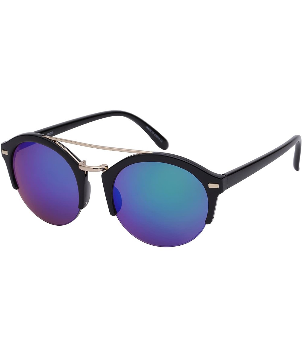 Semi-rimless Half Frame P3 Sunglasses with Color Mirrored Lens 541010-REV - Black/Green Revo - CO12DG7IGN3 $10.66