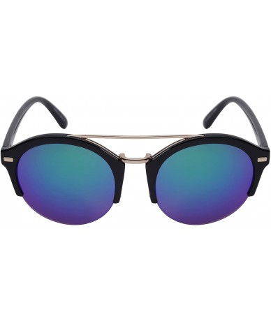 Semi-rimless Half Frame P3 Sunglasses with Color Mirrored Lens 541010-REV - Black/Green Revo - CO12DG7IGN3 $10.66