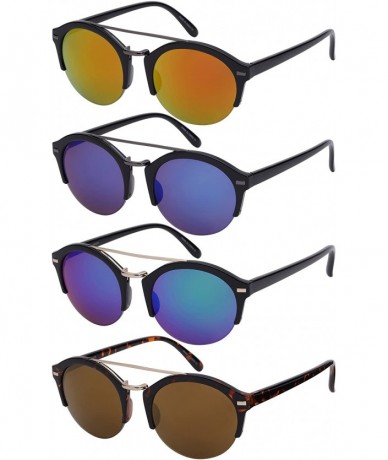 Semi-rimless Half Frame P3 Sunglasses with Color Mirrored Lens 541010-REV - Black/Green Revo - CO12DG7IGN3 $10.66