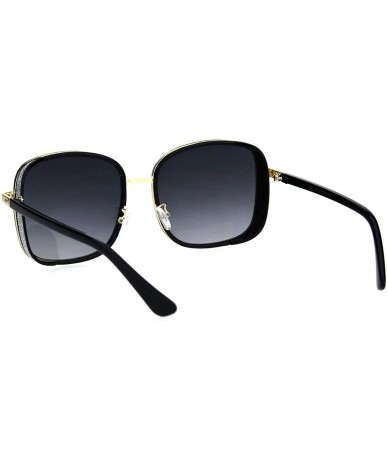 Rectangular Womens Rectangular Side Visor Boyfriend Racer Designer Sunglasses - Black Gold Smoke - CF18HUDS0E4 $13.03