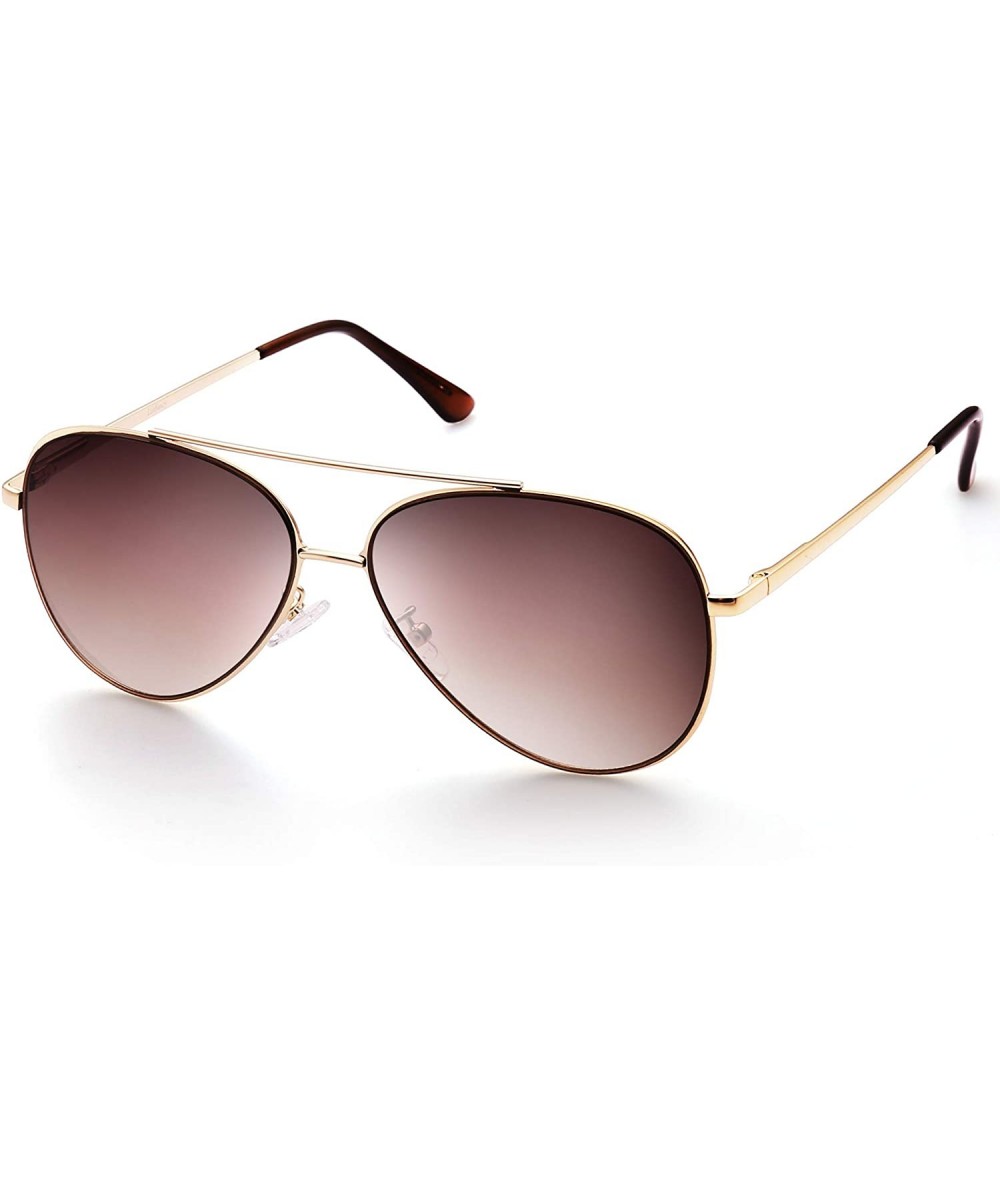 Aviator Sunglasses Designer Protection Polarized - Gold Frame Brown Gradient Lens - CC17YS5WXLO $10.59