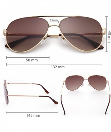 Aviator Sunglasses Designer Protection Polarized - Gold Frame Brown Gradient Lens - CC17YS5WXLO $10.59