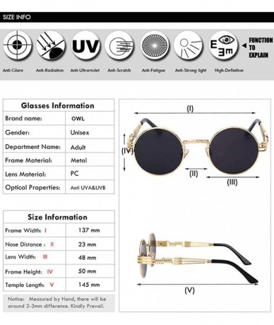 Round Retro Steampunk Style Round Vintage Sunglasses Colored Metal Frame Men Women - C 8-gold-clear - C418HG6D0KU $13.22