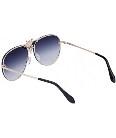 Aviator Bee Pilot Sunglasses Oversize Metal Frame Vintage Retro Men Women Shades - Gold Frame Gray Lens - C718ZXIKMOM $14.17