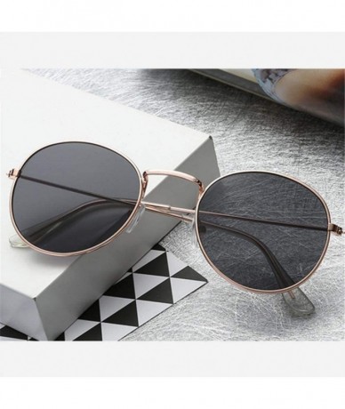 Round Fashion Women Round Sunglasses Retro Brand Design Men Coating Silver Green - Gold Gold - CT18YZSGUXI $11.36