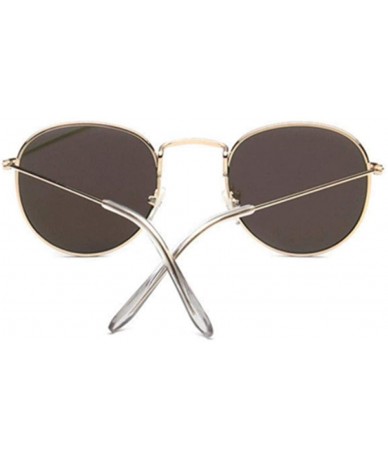 Round Fashion Women Round Sunglasses Retro Brand Design Men Coating Silver Green - Gold Gold - CT18YZSGUXI $11.36