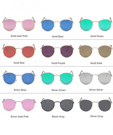 Round Fashion Women Round Sunglasses Retro Brand Design Men Coating Silver Green - Gold Gold - CT18YZSGUXI $11.36