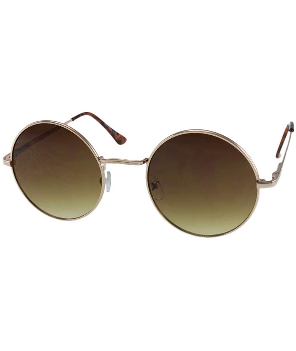 Round Presley - Celebrity Inspired Round Metal Sunglasses - Gold - CE18S5CWLN6 $11.12