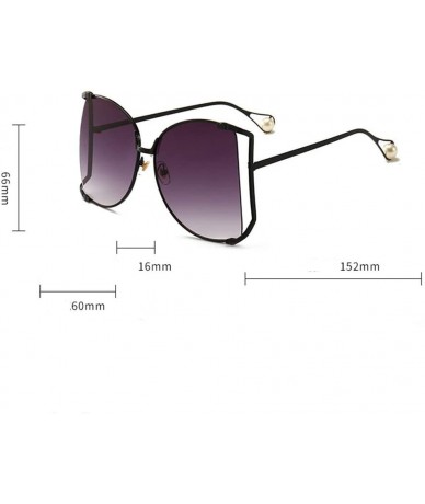 Sport Fashion Ocean Piece Sunglasses Metal Cut Edge Lady Pearl Personality Glasses - 7 - CP190HCZALM $30.45