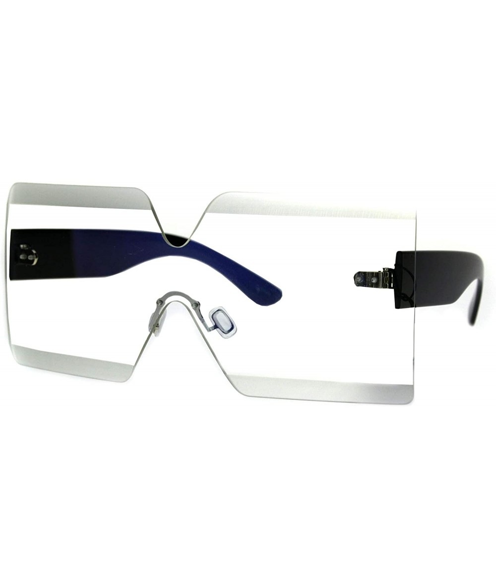 Rectangular Futuristic Squared Rectangular Robotic Clear Lens Eye Glasses - Black Arm - CX186C2QUSD $9.77