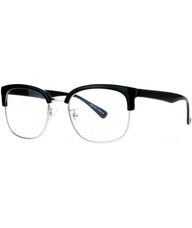 Wayfarer Mens Retro Half Horn Rim Horned Eye Glasses - Black Silver - CY12EPTI6NL $9.49