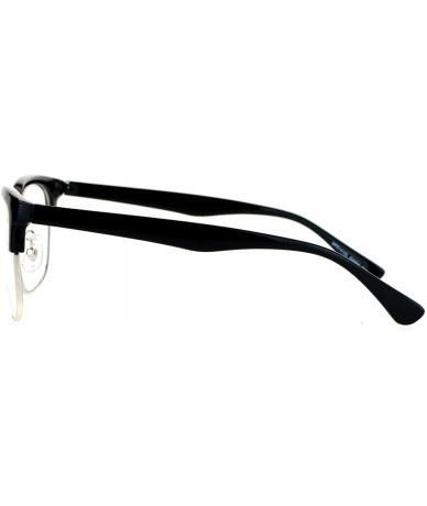 Wayfarer Mens Retro Half Horn Rim Horned Eye Glasses - Black Silver - CY12EPTI6NL $9.49