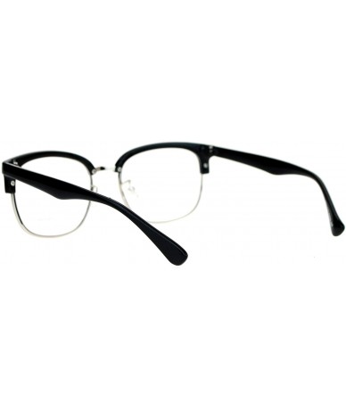 Wayfarer Mens Retro Half Horn Rim Horned Eye Glasses - Black Silver - CY12EPTI6NL $9.49