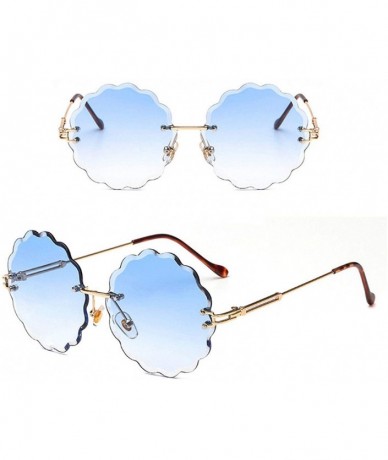 Oversized New Round Rimless Flower Sunglasses Metal Frame Sun Glasses Unique Decoration Eyewears - 8 - CI18W8Z7285 $17.81