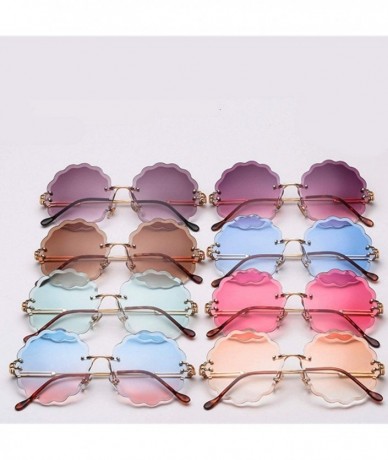 Oversized New Round Rimless Flower Sunglasses Metal Frame Sun Glasses Unique Decoration Eyewears - 8 - CI18W8Z7285 $17.81