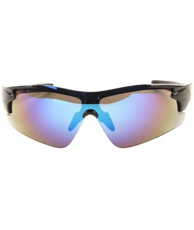 Sport Sport Light Weight One Piece Shield Sunglasses - Blue Black - CB197WR2XDR $13.74