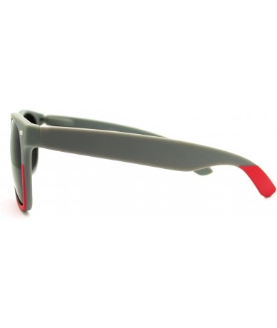 Wayfarer Matte Gray Square Sunglasses Spring Hinge Super Dark Lens - Gray Red Pink - CG11EX1JFOL $7.22