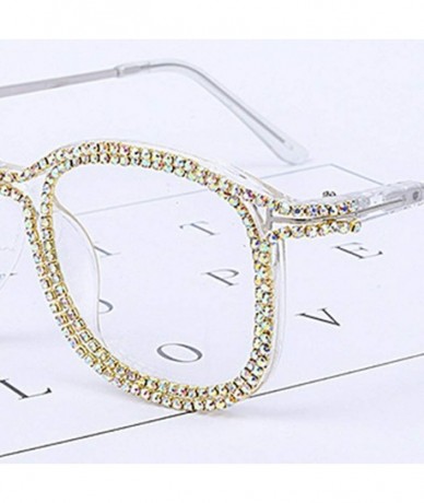 Square Rhinestone Square Frame Sunglasses Trendy Retro Women Lady Sun Glasses - Cn - C718XAUQ8ZK $9.70