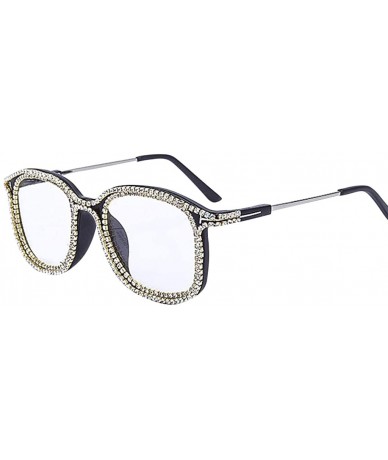 Square Rhinestone Square Frame Sunglasses Trendy Retro Women Lady Sun Glasses - Cn - C718XAUQ8ZK $9.70