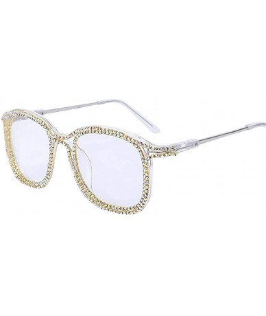 Square Rhinestone Square Frame Sunglasses Trendy Retro Women Lady Sun Glasses - Cn - C718XAUQ8ZK $9.70