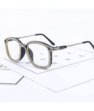 Square Rhinestone Square Frame Sunglasses Trendy Retro Women Lady Sun Glasses - Cn - C718XAUQ8ZK $9.70