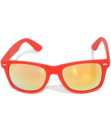 Wayfarer Vintage Retro Reflective Lens Sunglasses Mirror Lens Mens Womens - Mirror-red-frame - CU11I7BPICV $8.64