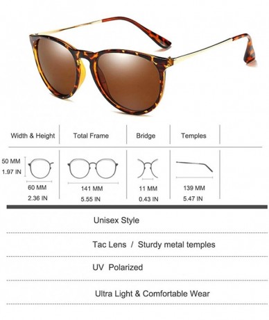 Round Vintage Round Mirrored Lens Polarized Sunglasses Classic Style - Leopard (Tortoise) Frame Brown Lens - C018UZ2ADZI $10.54