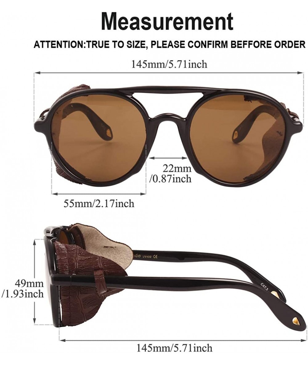 Polarized Sunglasses for Men and Women Retro Steampunk Round Frame Driving  Sun glasses 100% UV Blocking - CZ198KOLE9R
