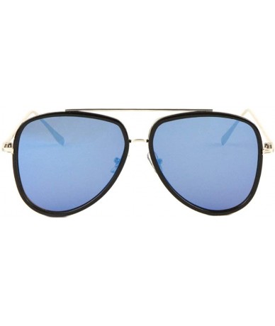 Aviator Color Mirror Double Plastic Metal Aviator Sunglasses - Blue - CV1996EQKG2 $13.99