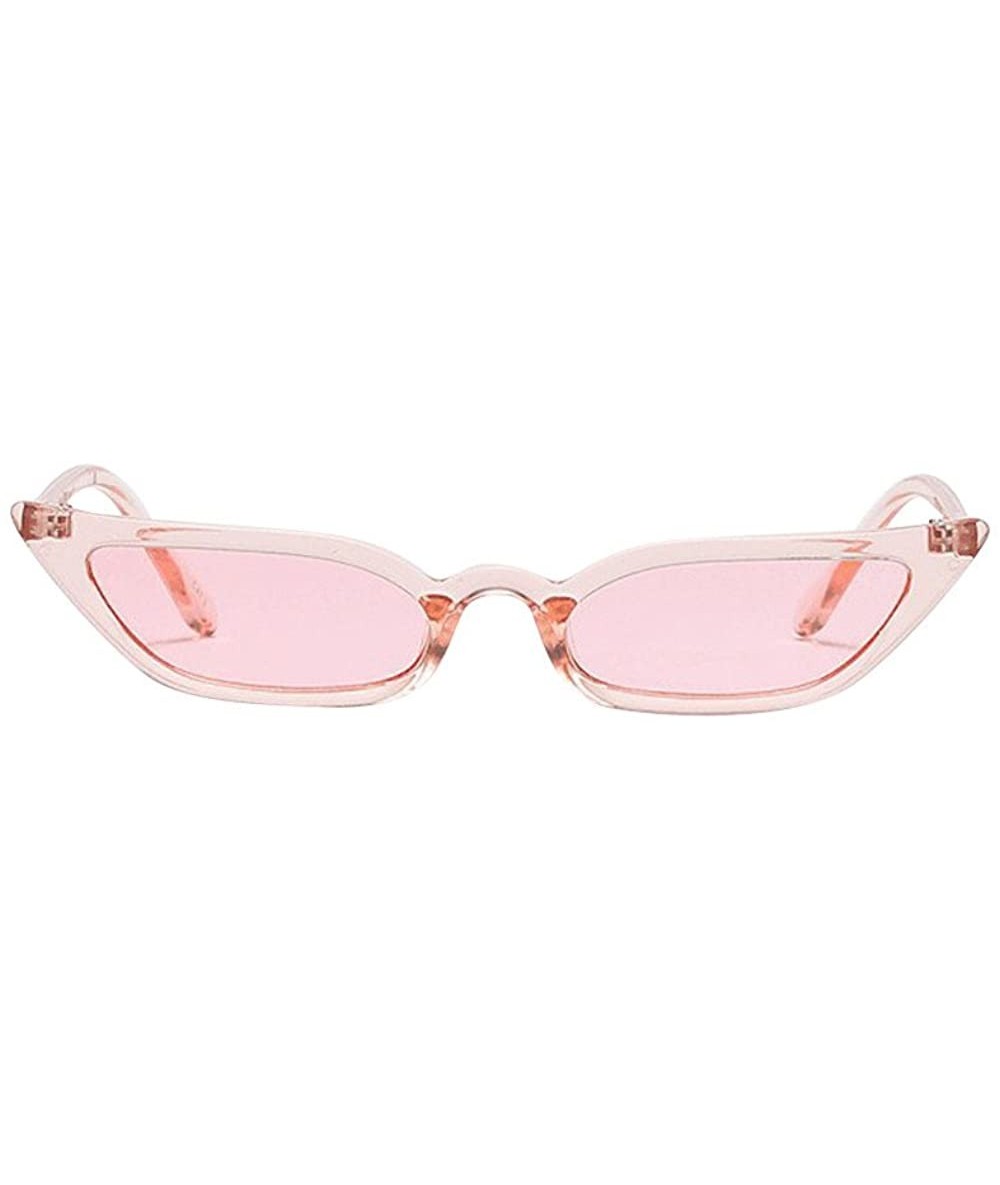 Oval Women's Small Cat Eye Sunglasses - Ladies Retro Tiny Cateye Sunglasses Vintage UV400 Protection Eyewear - Pink - CA195IG...