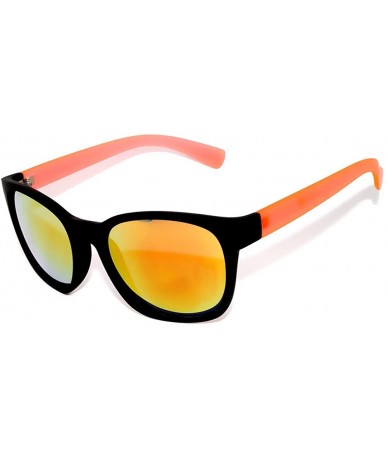 Wayfarer Matte Reflective Mirror Lens Sunglasses Soft Finish Colored Frame - Black - Orange Frame - C011N52CQCR $11.70