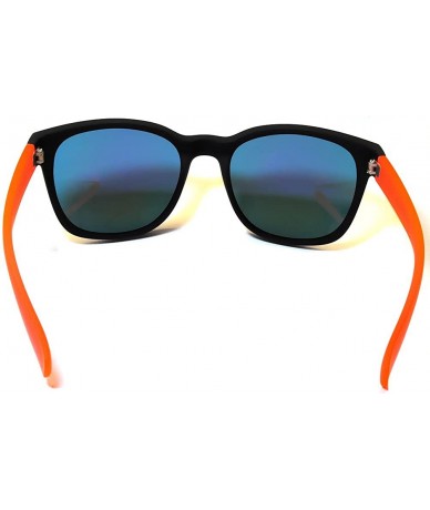 Wayfarer Matte Reflective Mirror Lens Sunglasses Soft Finish Colored Frame - Black - Orange Frame - C011N52CQCR $11.70