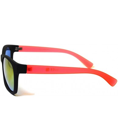 Wayfarer Matte Reflective Mirror Lens Sunglasses Soft Finish Colored Frame - Black - Orange Frame - C011N52CQCR $11.70