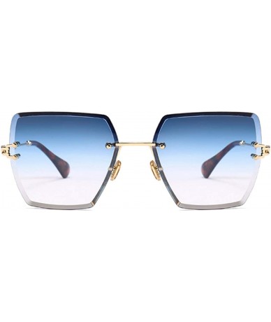 Square Fashion Men women Oversized Frameless Candy color Sunglasses UV400 - Blue White - CO18N9AXE2O $13.93